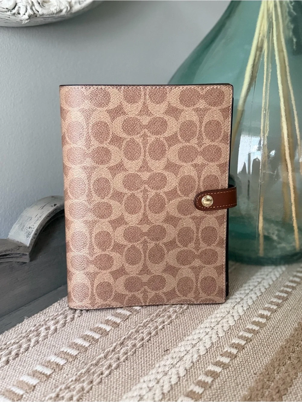 Coach Signature Canvas Notebook Cover & Pencil Case in Tan/brown  New